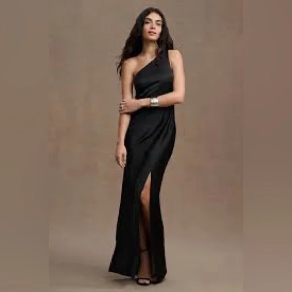 BHLDN Dylan One-Shoulder Satin Side-Slit Gown - Picture 10 of 11